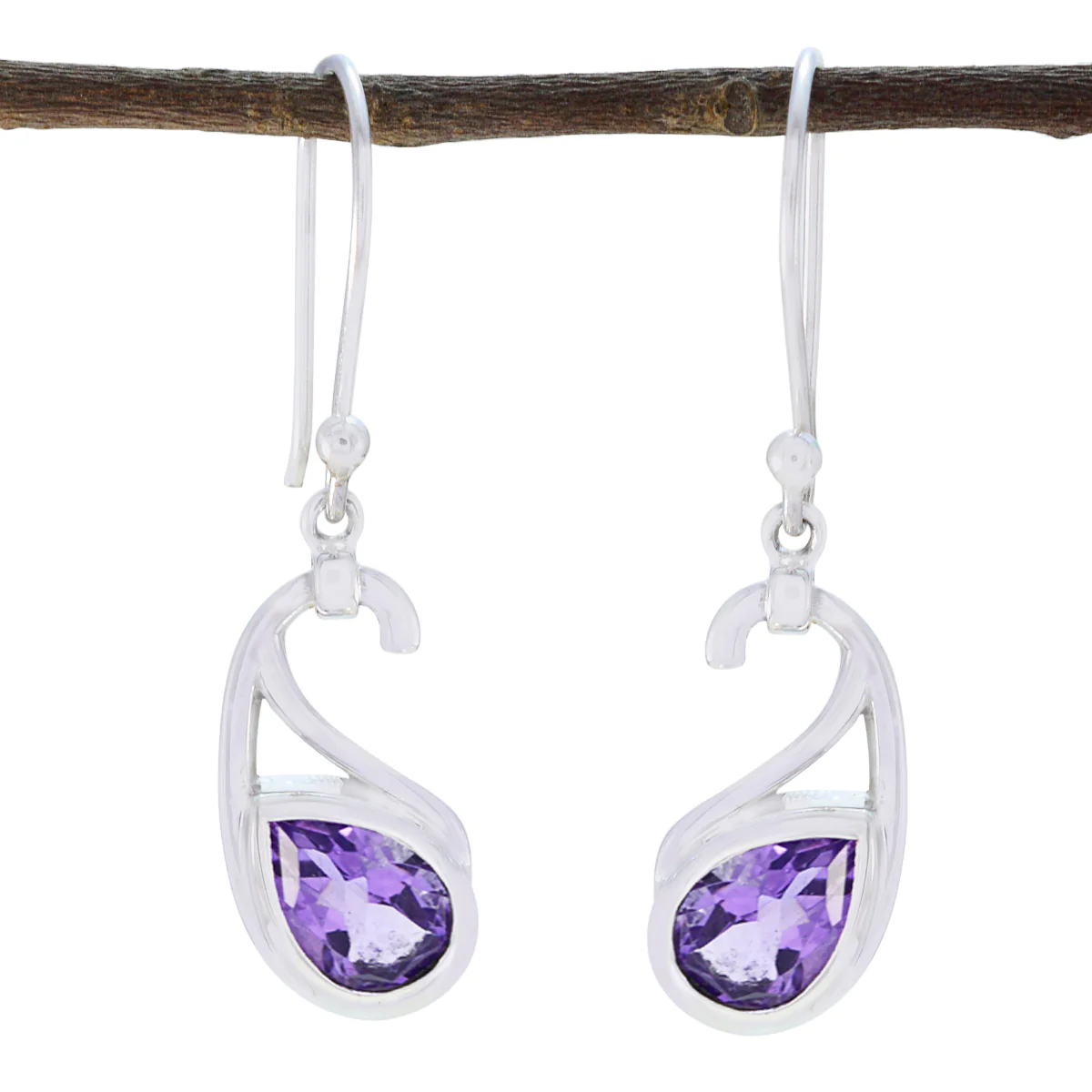 Amethyst Spanish Stella Solitaire Dangle Purple 92.5 Silver Earring