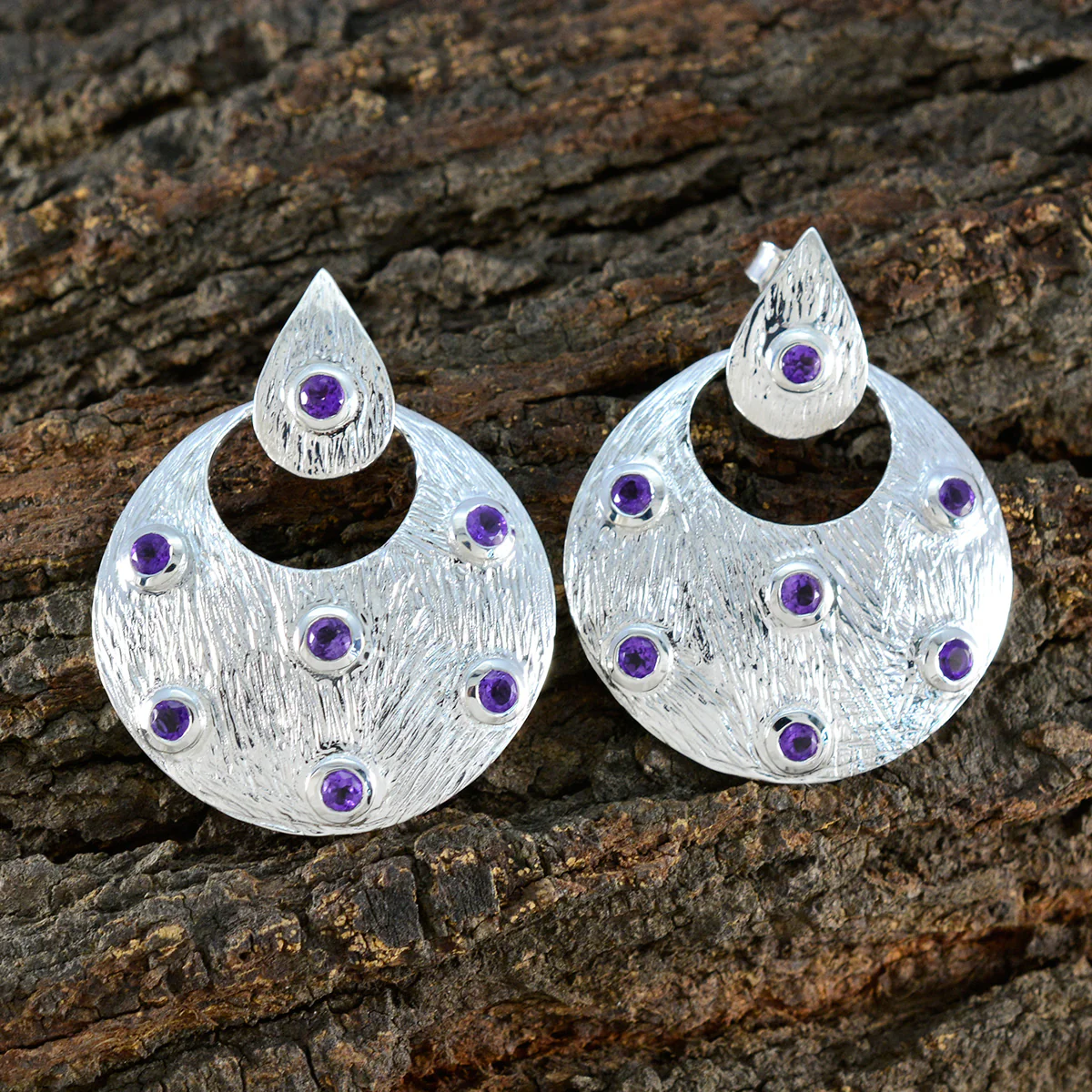 Amethyst Spanish Wen multiple Stud Purple 92.5 Silver Earring - Image 3