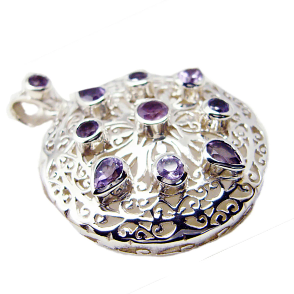 Amethyst Statement French Silver multiple Josephine Geometric Purple Pendant Jewelry