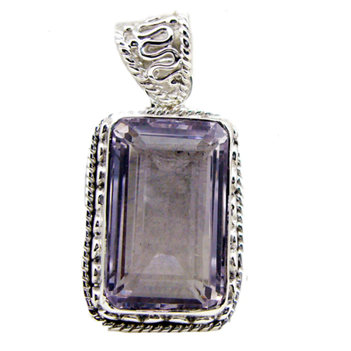 Amethyst Statement Moroccan Silver Solitaire Luna Rope-Wire Purple Pendant Jewelry - Image 2