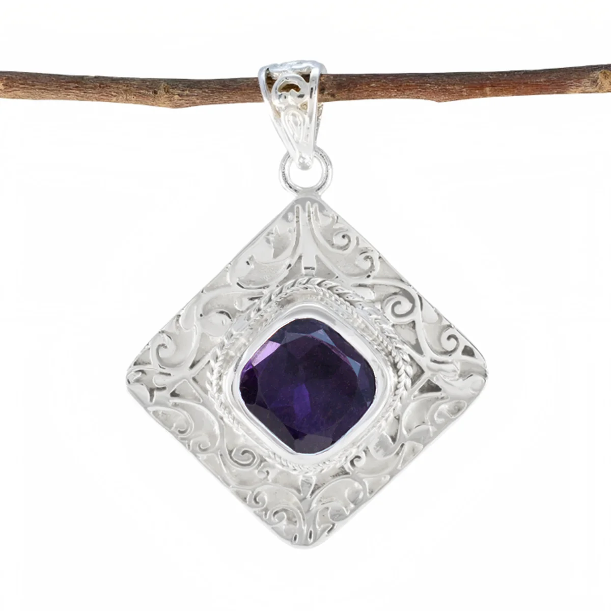 Amethyst Statement Spanish Silver Solitaire Pauline antique Purple Pendant Jewelry