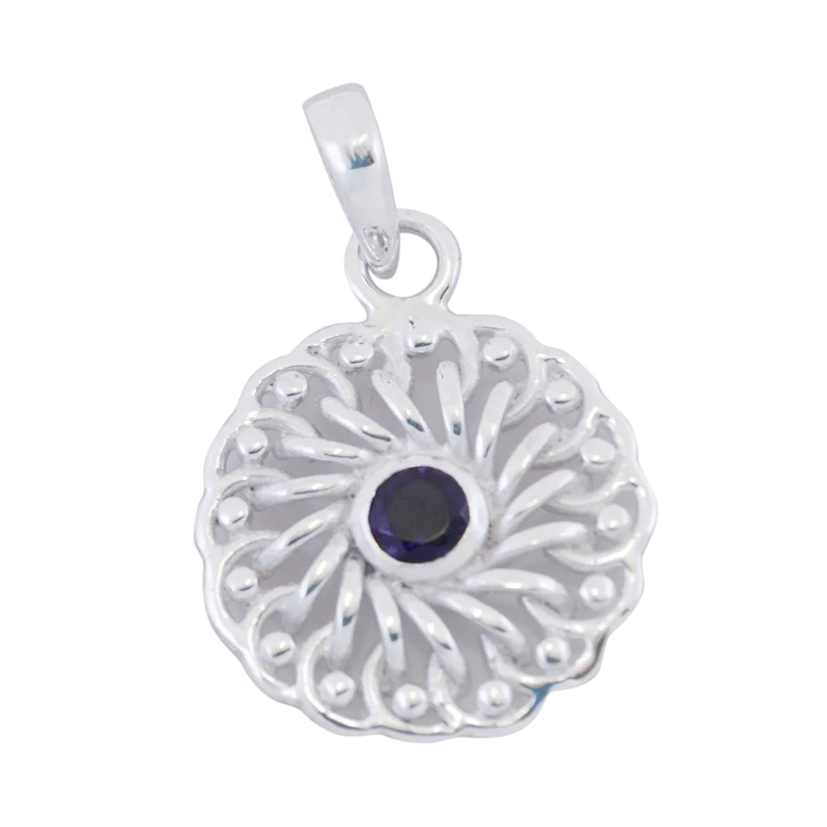 Amethyst Tiny French Silver Solitaire Giulia Filigree Purple Pendant Jewelry