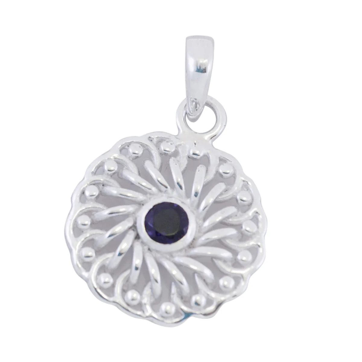 Amethyst Tiny French Silver Solitaire Giulia Filigree Purple Pendant Jewelry - Image 3