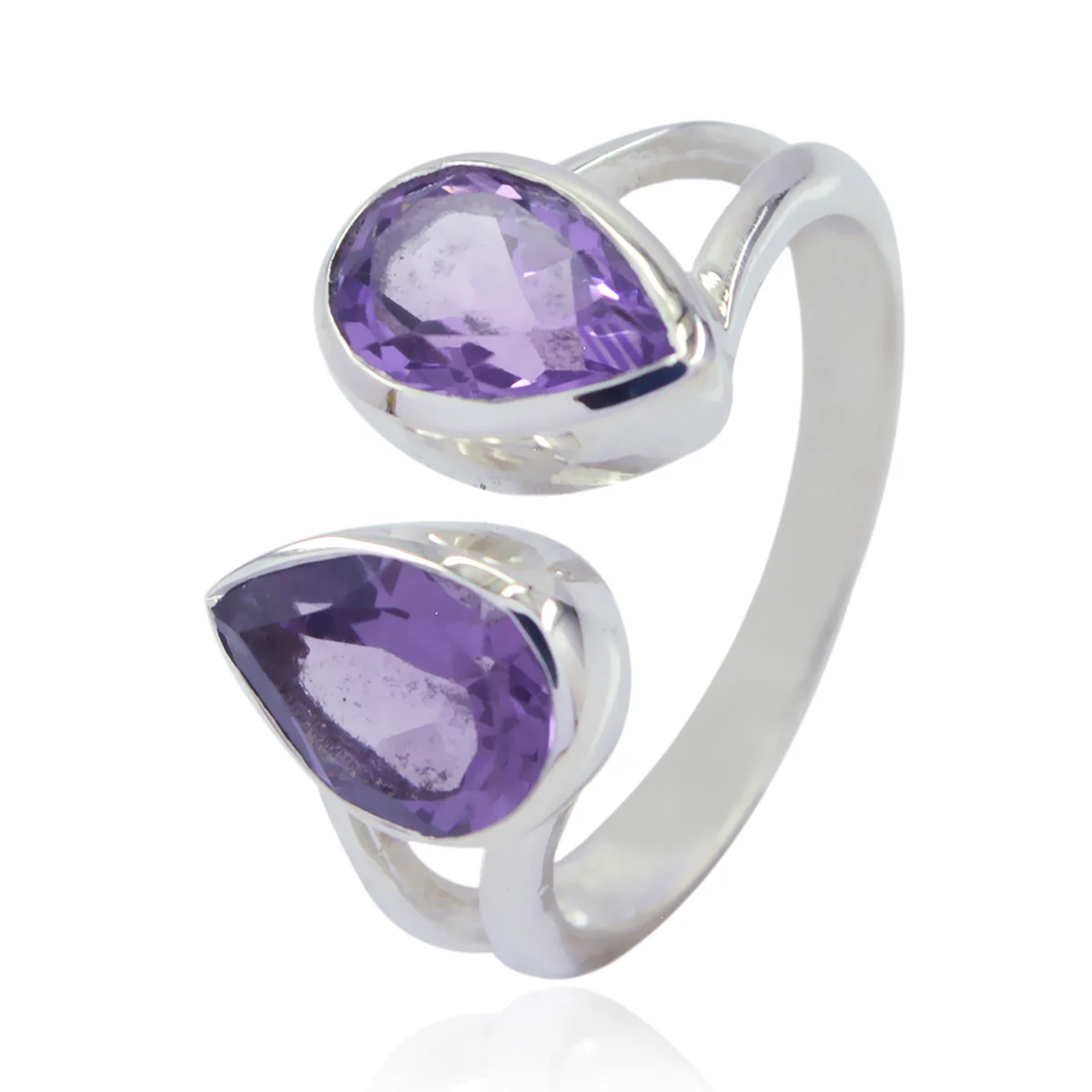 Amethyst Toi et Moi African Silver Purple Gemstone Slim Trendy Ring Jewellery - Image 2