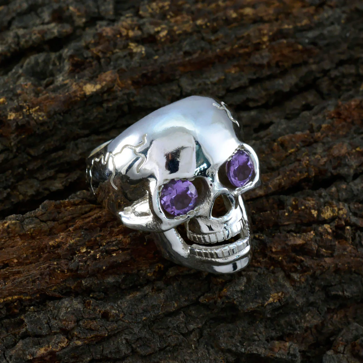 Amethyst Toi et Moi Egyptian 92.5 Silver Purple Gems Statement Signet Ring Jewellery - Image 4