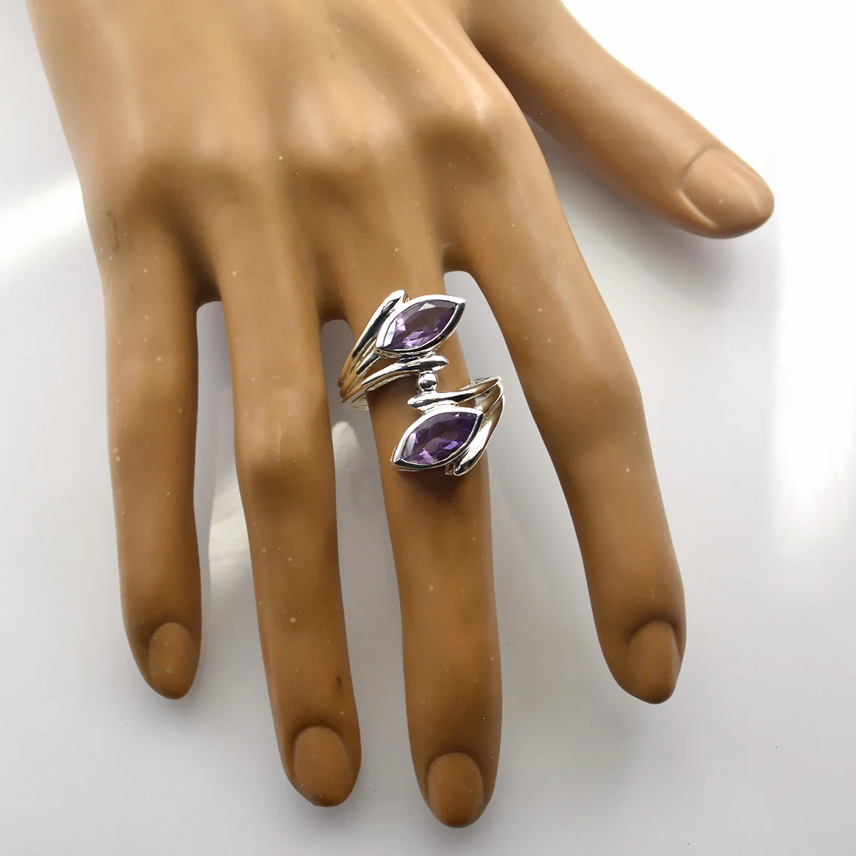 Amethyst Toi et Moi French Silver Purple Gems Versatile Modern Ring Jewellery - Image 2
