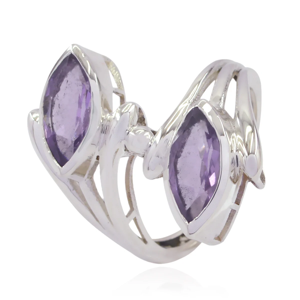 Amethyst Toi et Moi French Silver Purple Gems Versatile Modern Ring Jewellery - Image 3