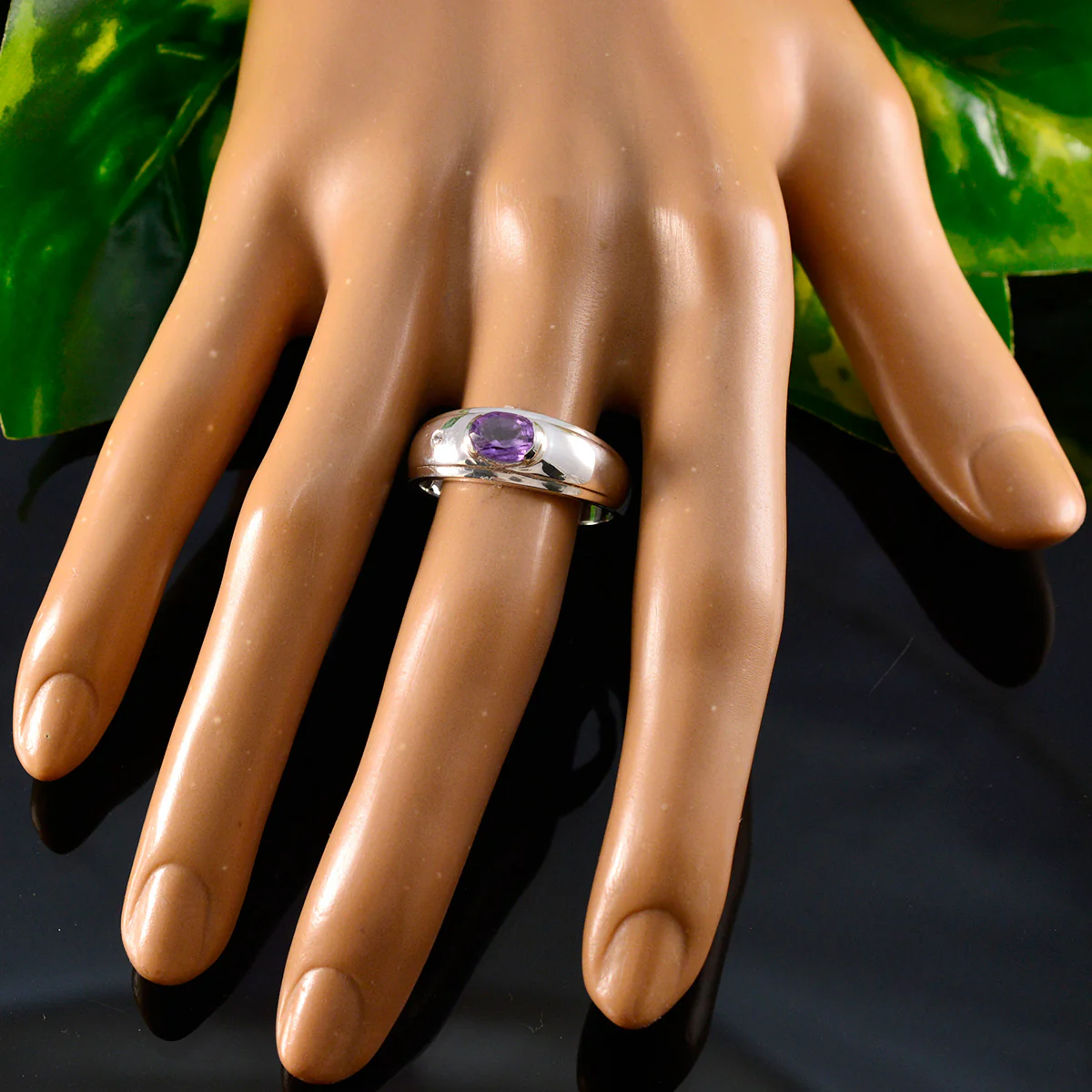 Amethyst Toi et Moi German 92.5 Silver Purple Gemstones Featherlight Feminine Ring Jewellery - Image 5