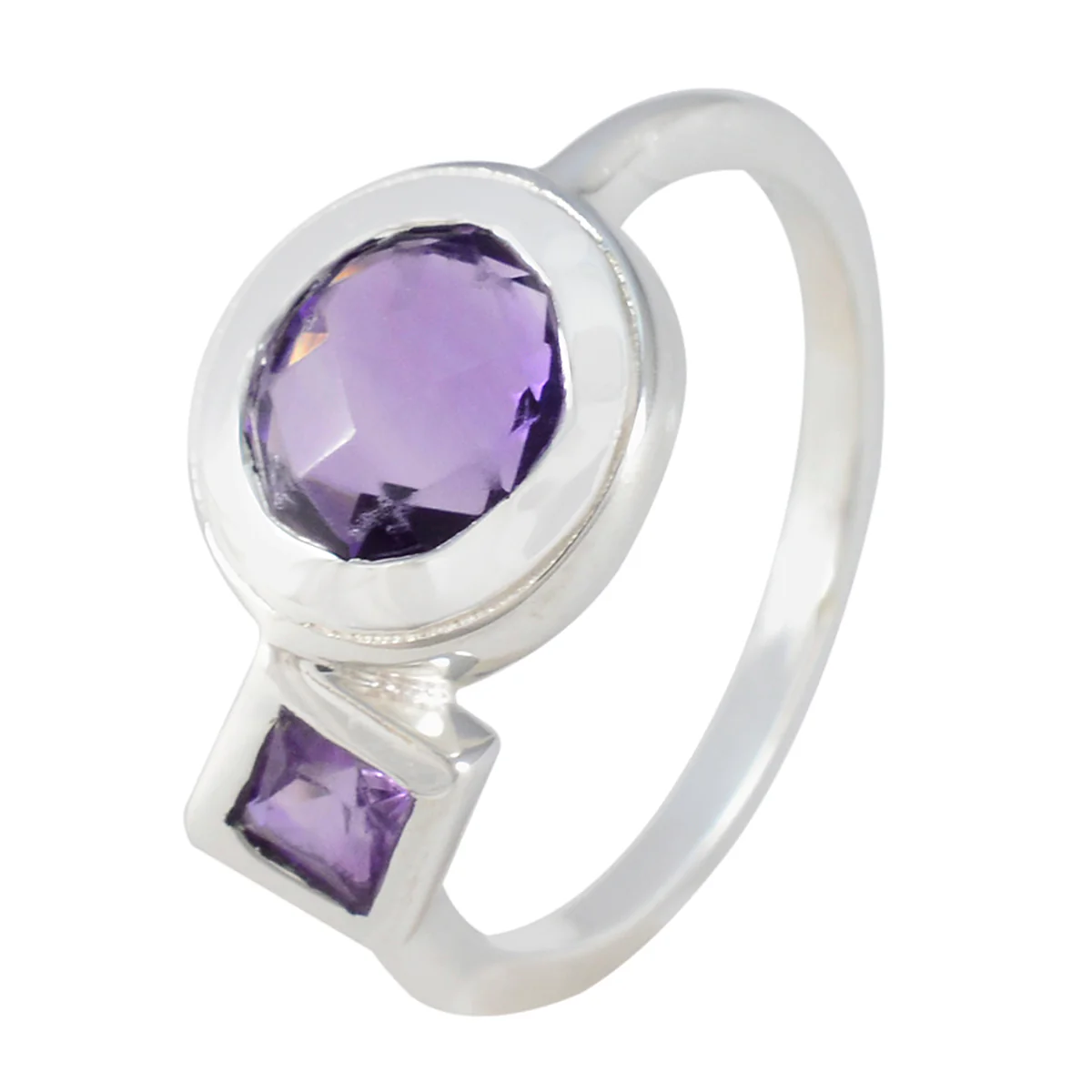 Amethyst Toi et Moi Turkish 92.5 Silver Purple Gemstone Dainty Modern Ring Jewelry - Image 2