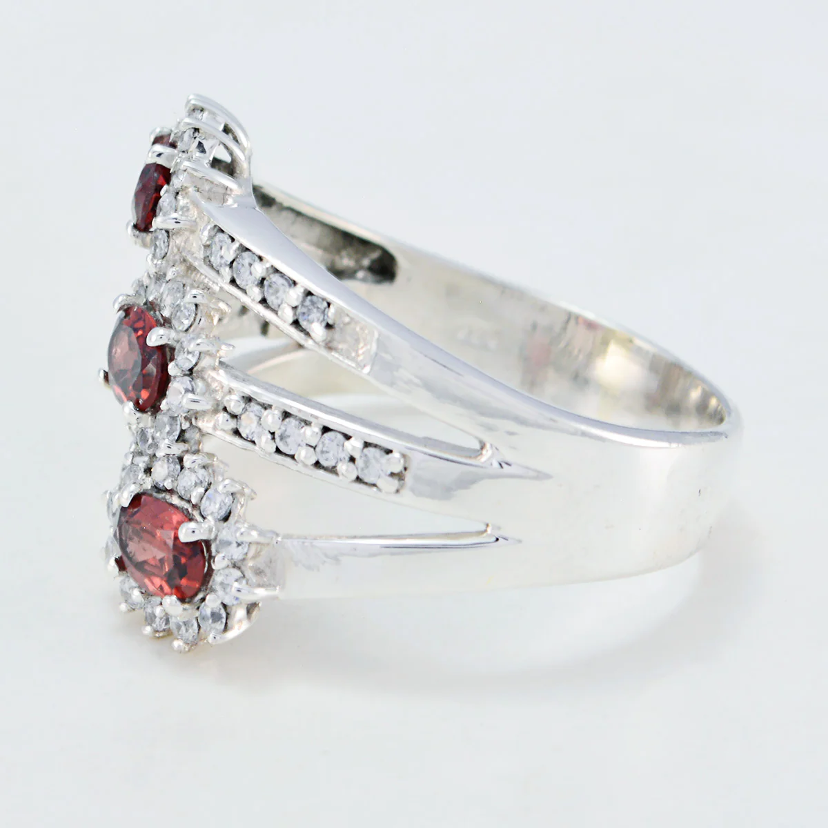 Amethyst Trilogy German 925 Silver Purple Gems Essential  Contemporary Ring Jewellery - Image 3