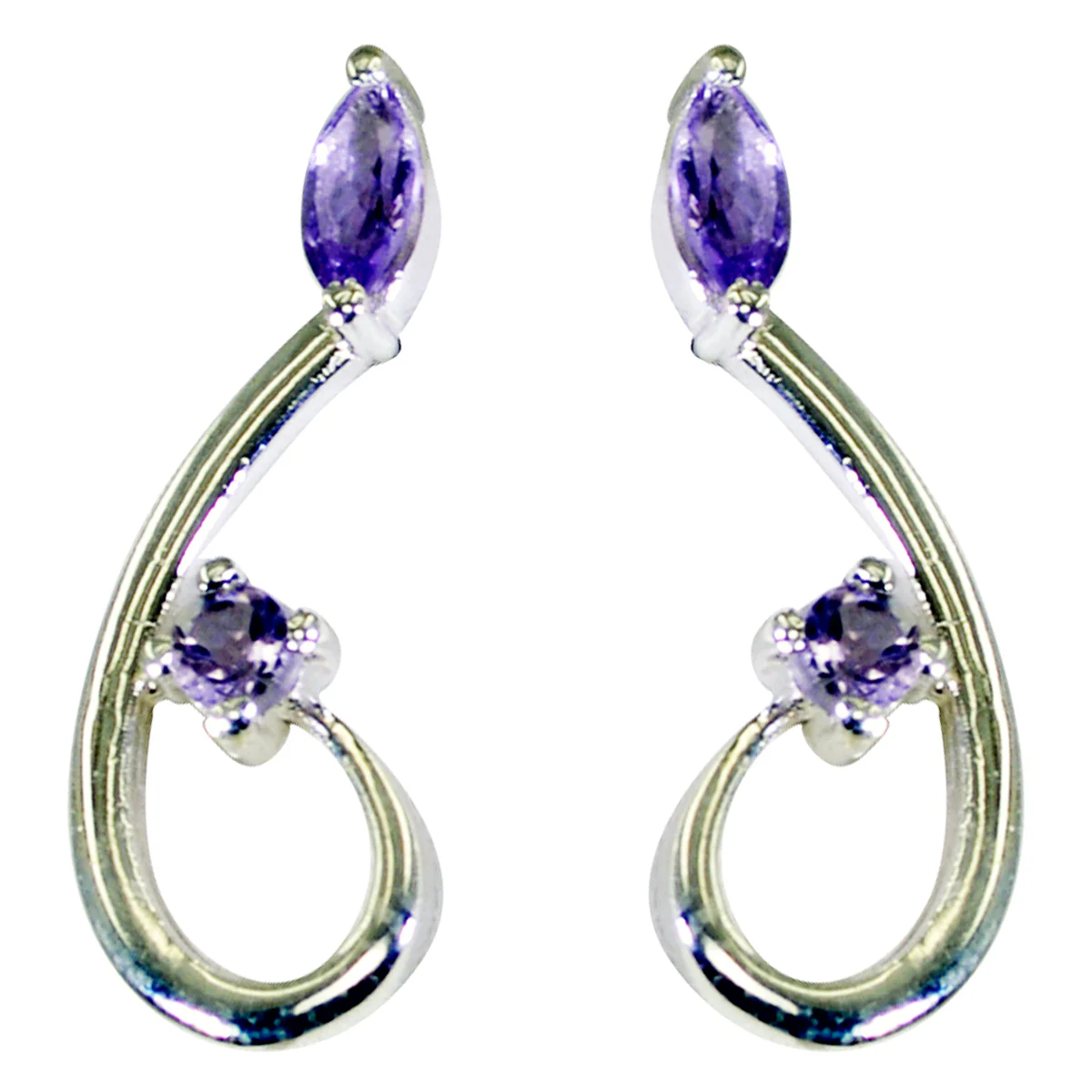 Amethyst Turkish Ana multiple Stud Purple Silver Earring - Image 3