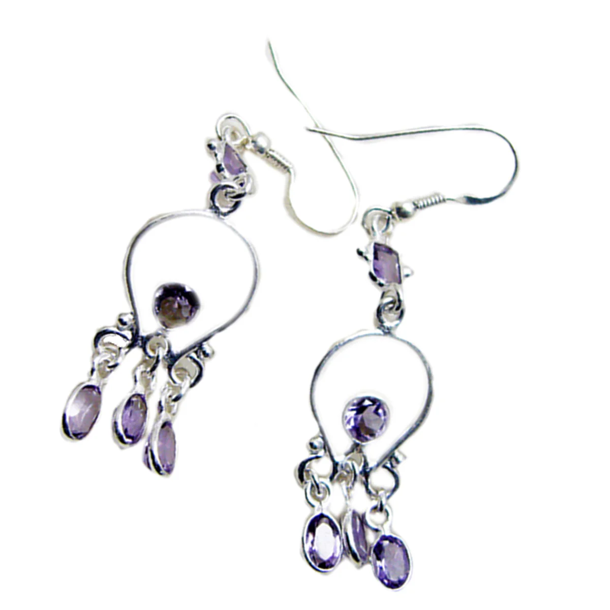 Amethyst Turkish Lucia multiple Dangle Purple 92.5 Silver Earring - Image 2