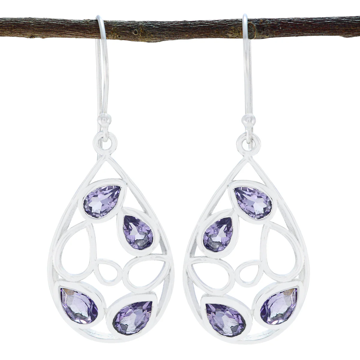 Amethyst Turkish Stella multiple Dangle Purple Sterling Silver Earring