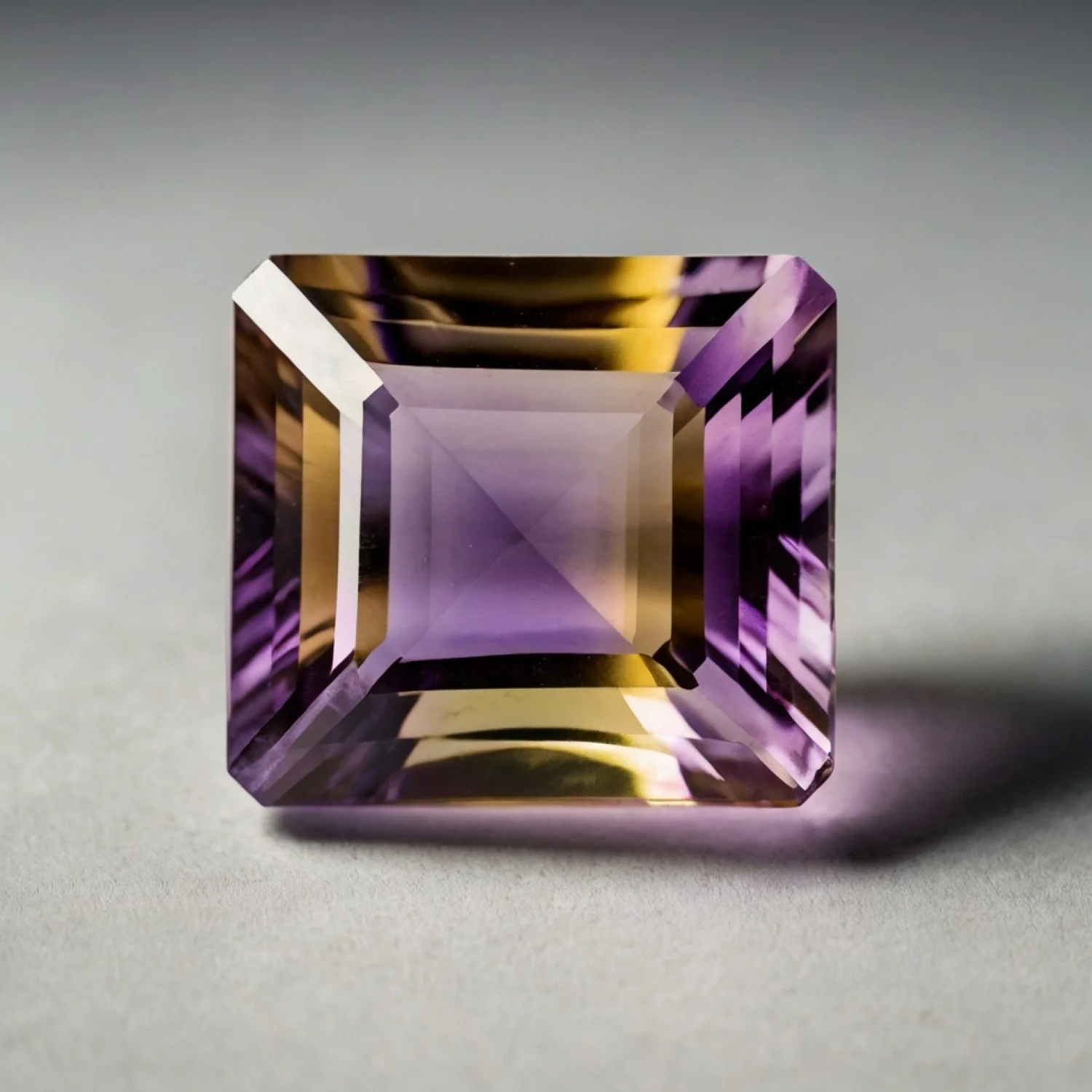 Ametrine 1PC Large 11x11 MM Square Faceted Multicolor Fine Semi Precious Loose Gemstone - Image 2