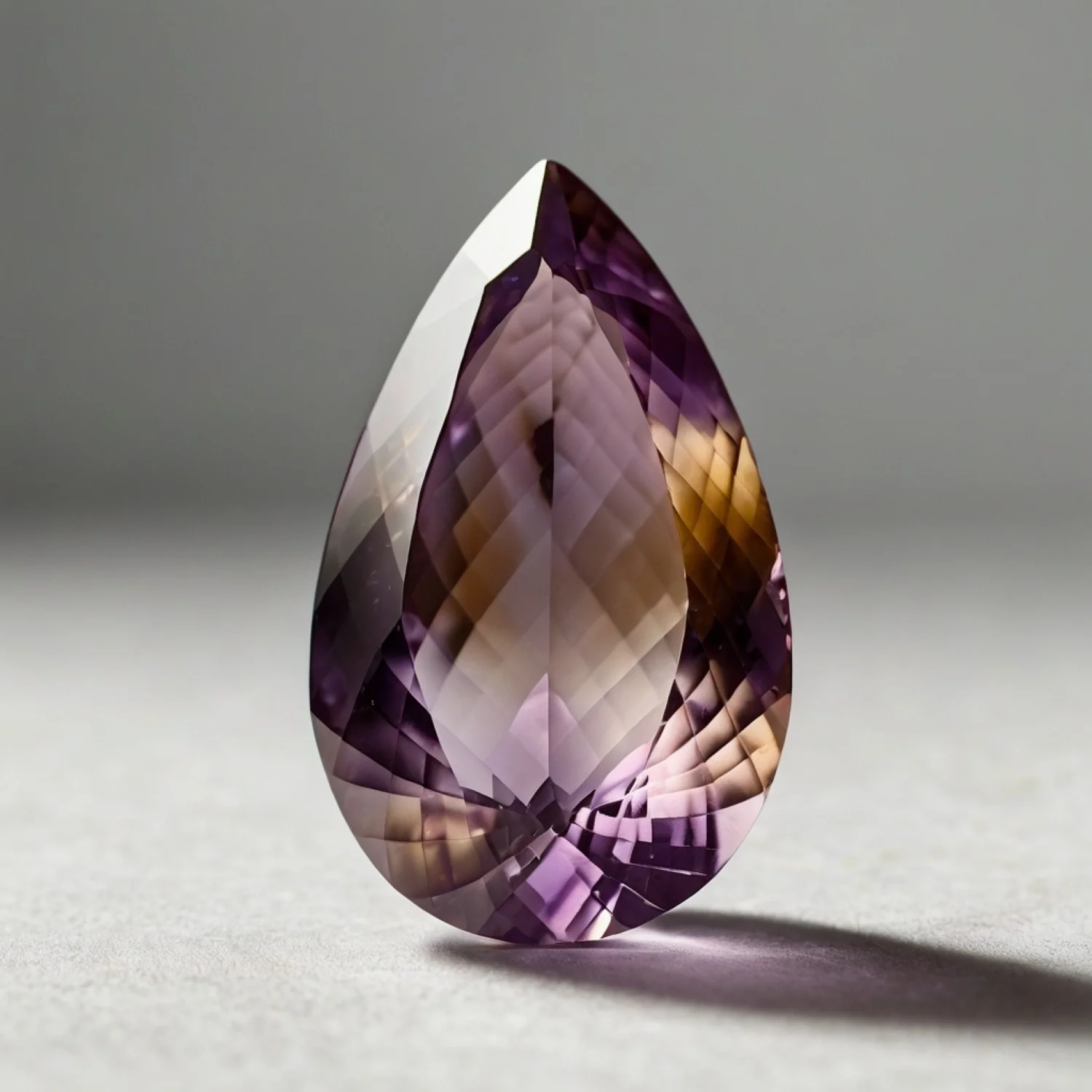 Ametrine 1PC Large 8x12 MM Pear Faceted Multicolor Lustrous Semi Precious Loose Gemstone