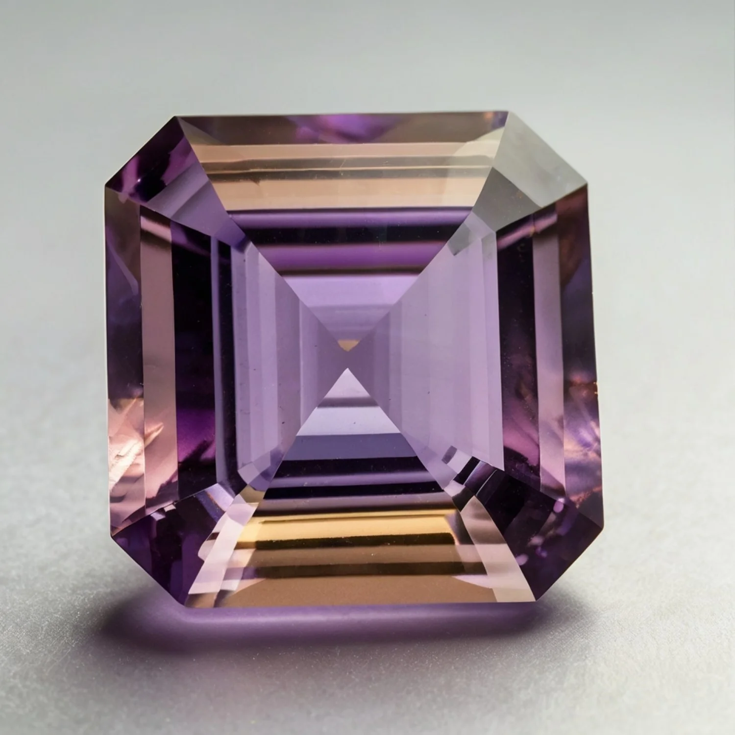 Ametrine 1PC Medium 9x9 MM Square Faceted Multicolor Lustrous Semi Precious Gems - Image 2