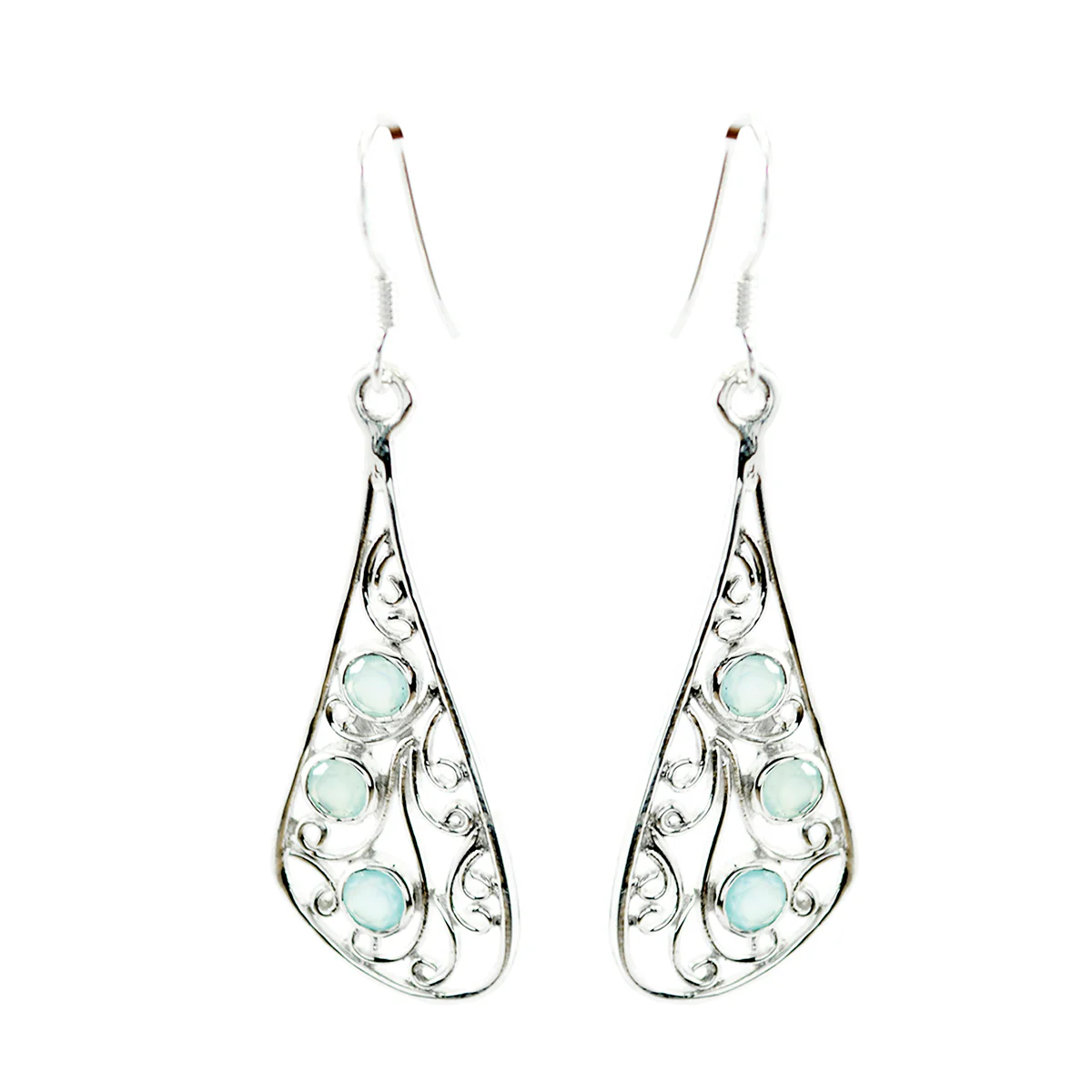 Aqua Chalcedony Australian Aiko multiple Dangle Green 925 Sterling Silver Earring