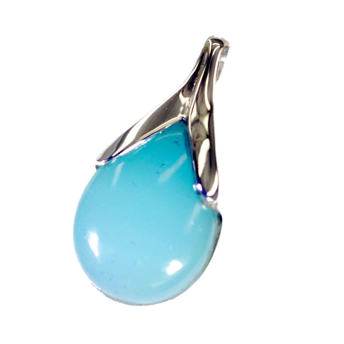 Aqua Chalcedony Mid-weight American Silver Solitaire Evelyn Engagement Blue Pendant Jewelry - Image 3