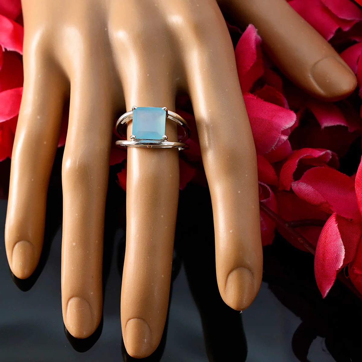 Aqua Chalcedony Solitaire African 925 Silver Green Gemstones Tiny Luxurious Ring Jewellery - Image 5