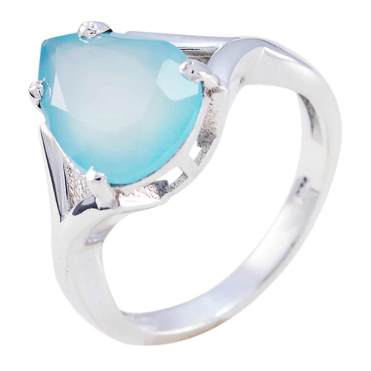 Aqua Chalcedony Solitaire African 925 Sterling Silver Green Gemstones Minimal wedding Ring Jewelry - Image 2
