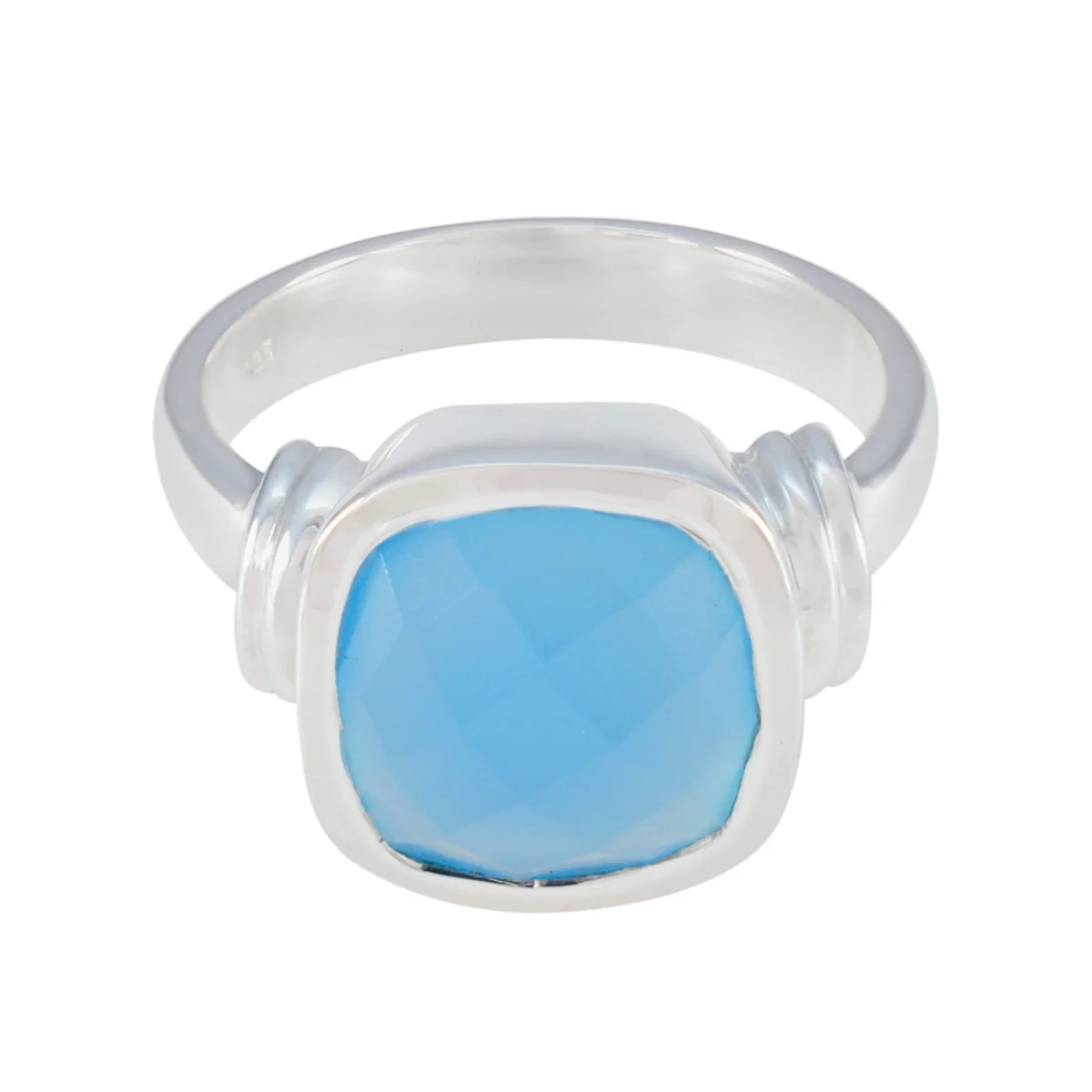 Aqua Chalcedony Solitaire African Silver Green Gems Eye-catching Modern Ring Jewelry