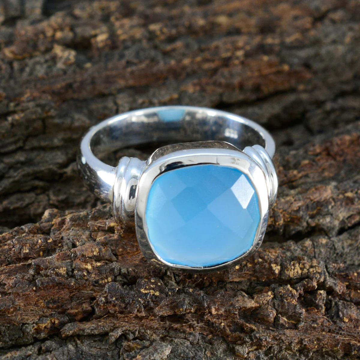 Aqua Chalcedony Solitaire African Silver Green Gems Eye-catching Modern Ring Jewelry - Image 3