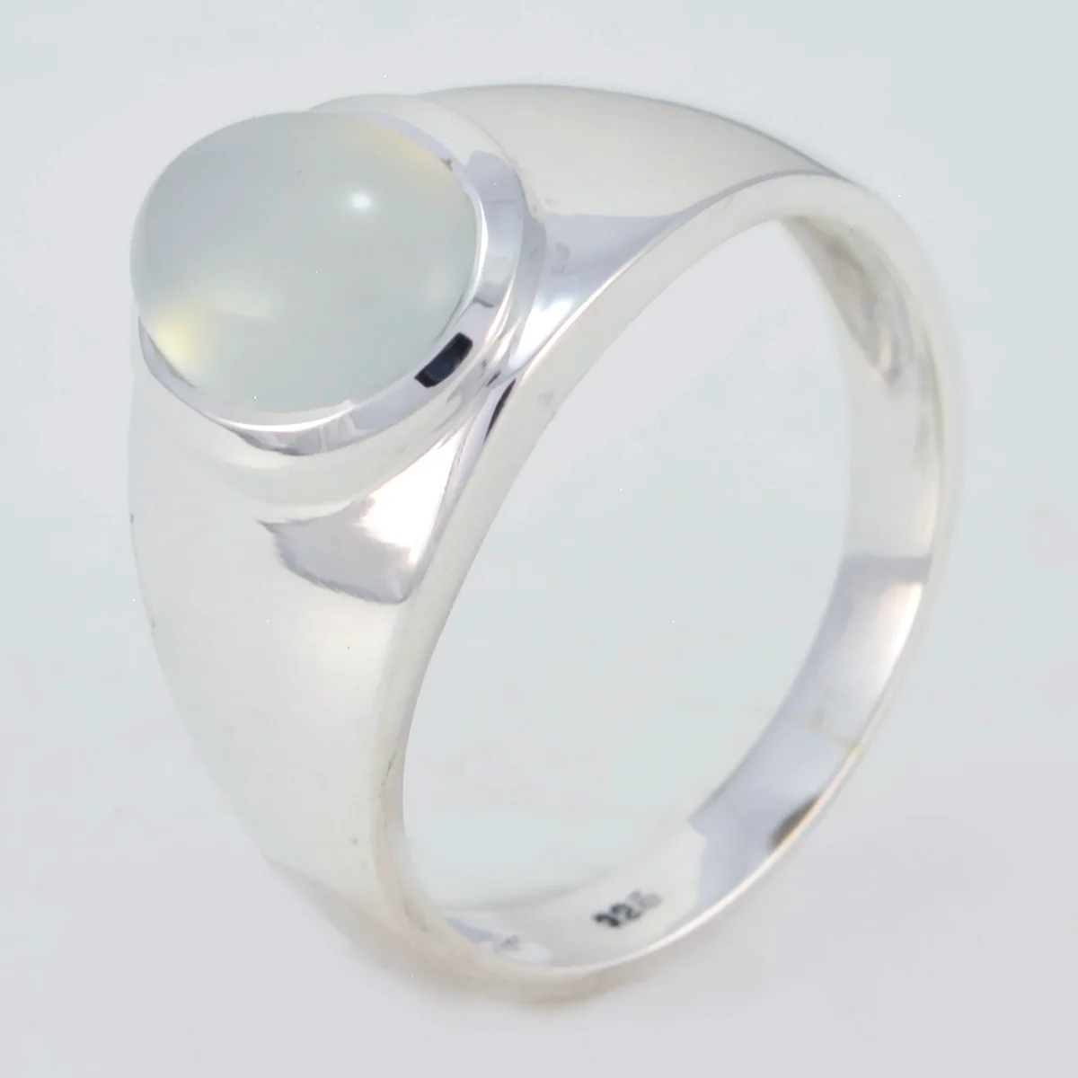 Aqua Chalcedony Solitaire Egyptian 925 Sterling Silver Green Gemstones Minimal Contemporary Ring Jewelry - Image 2