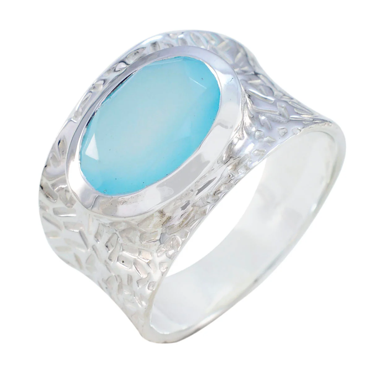 Aqua Chalcedony Solitaire German 925 Silver Green Gemstone Essential engravings Ring Jewellery - Image 2