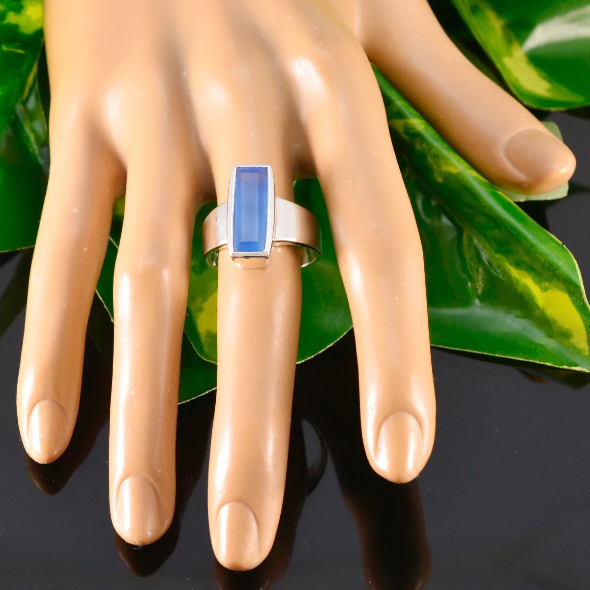 Aqua Chalcedony Solitaire German 925 Sterling Silver Green Gems Eye-catching Abstract Ring Jewelry - Image 5