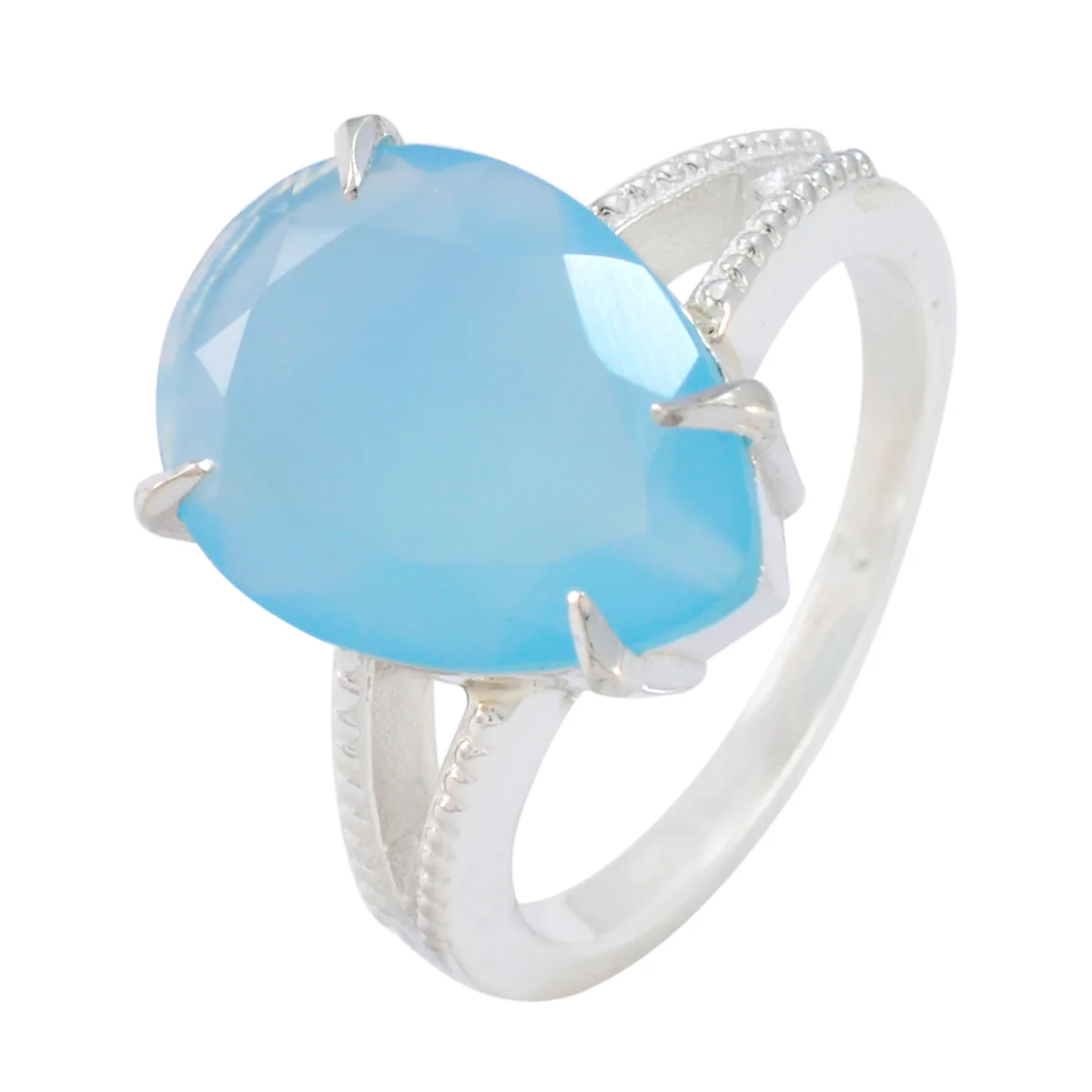 Aqua Chalcedony Solitaire German Sterling Silver Green Gemstones Eye-catching Romantic Ring Jewelry - Image 2
