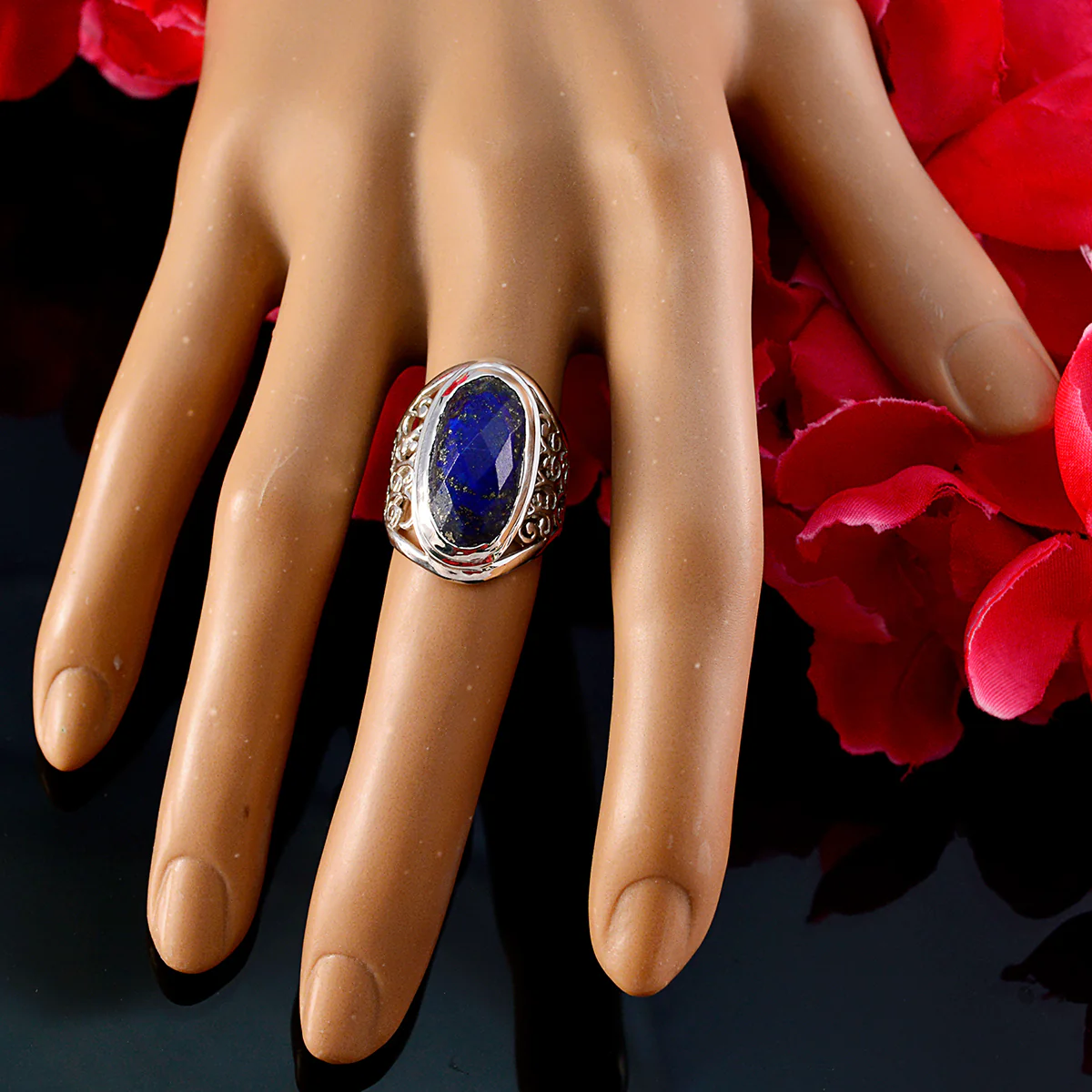 Aqua Chalcedony Solitaire Middle Eastern 92.5 Silver Green Gemstone Mid-weight Filigree Ring Jewelry - Image 6