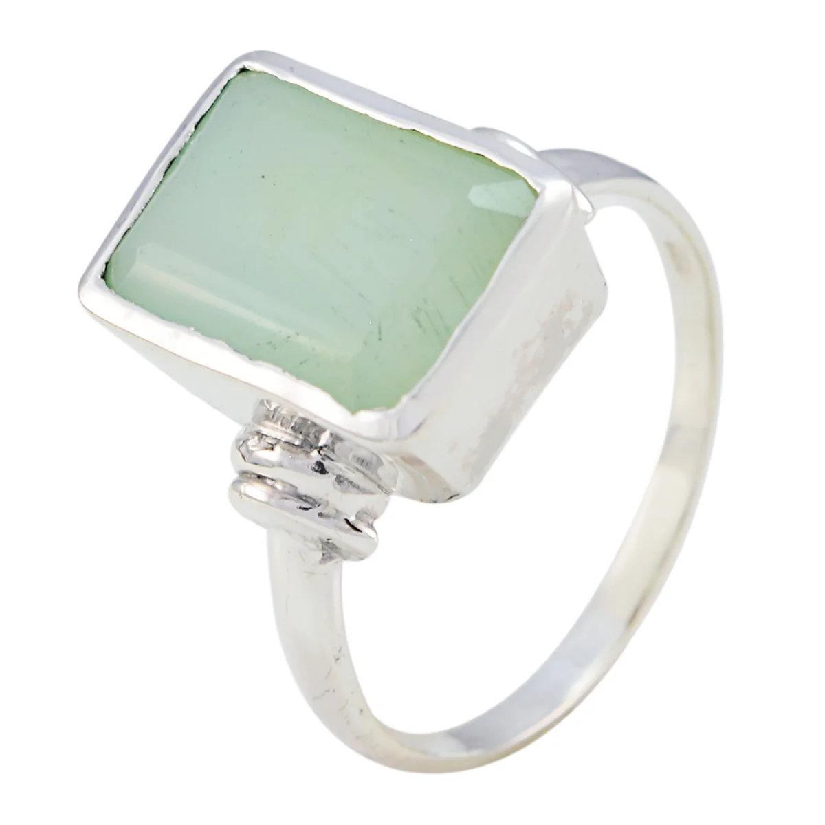 Aqua Chalcedony Solitaire Moroccan 925 Sterling Silver Green Gemstone Eye-catching Armor Ring Jewellery
