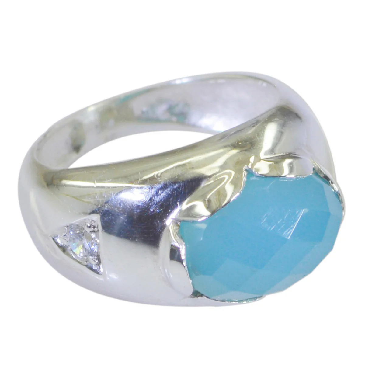 Aqua Chalcedony Solitaire Moroccan Silver Green Gems Versatile antique Ring Jewelry - Image 2