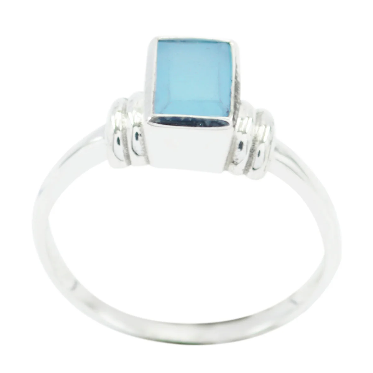 Aqua Chalcedony Solitaire Turkish 925 Sterling Silver Green Gemstones Dainty Boho Ring Jewelry