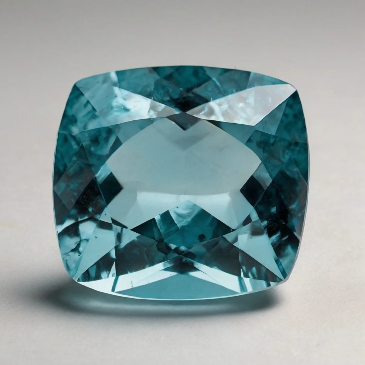 Aquamarine 1PC Chunky 15x15 MM Cushion Faceted Blue Superior Semi Precious Gems