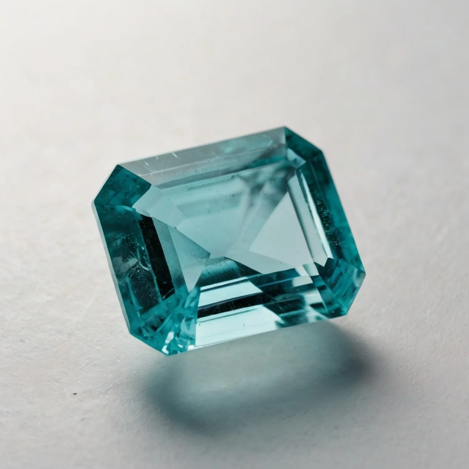 Aquamarine 1PC Medium 7x10 MM Emerald Faceted Blue Fiery Semi Precious Gems