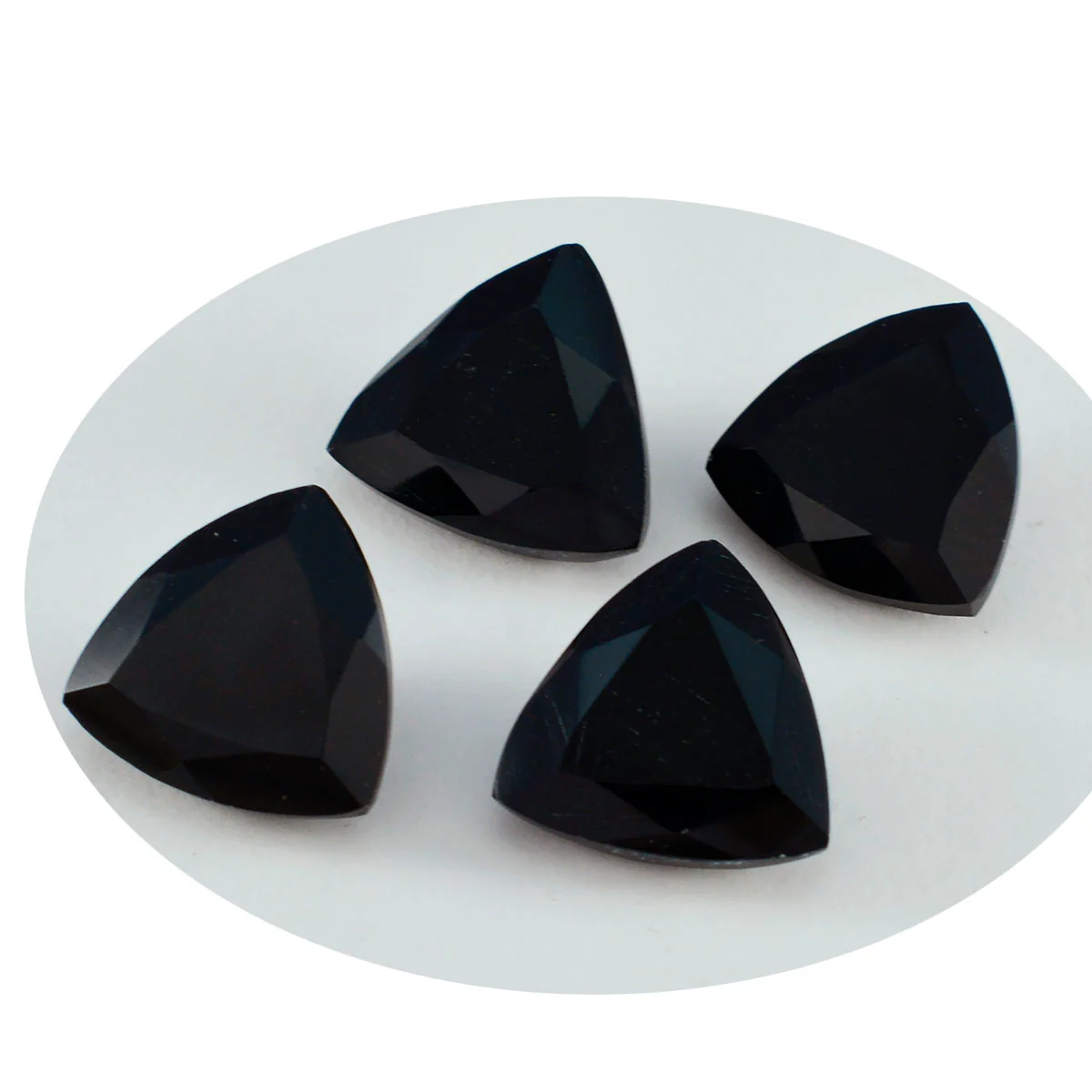 Black Onyx 10PC Tiny 3x3 MM Triangle Faceted Black Fiery Semi Precious Loose Gemstone - Image 2