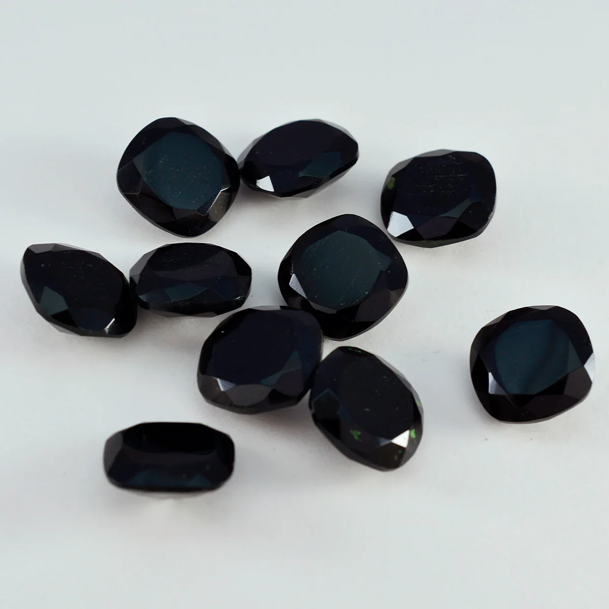 Black Onyx 10PC Tiny 4x4 MM Cushion Faceted Black Brilliant Semi Precious Loose Gemstones - Image 2