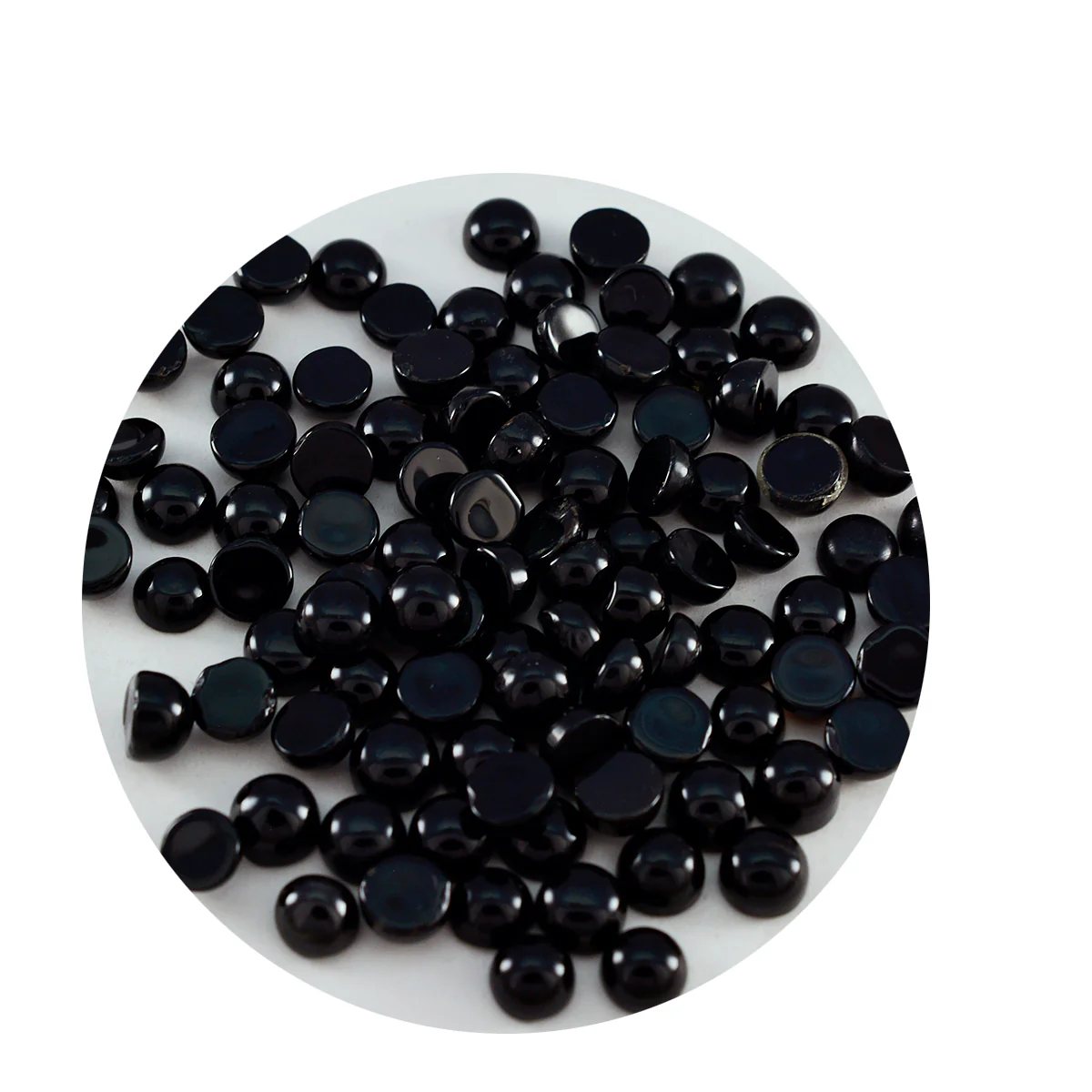Black Onyx 10PC Tiny 4x4 MM Round Cabochon Black Natural semi Precious Gems - Image 2