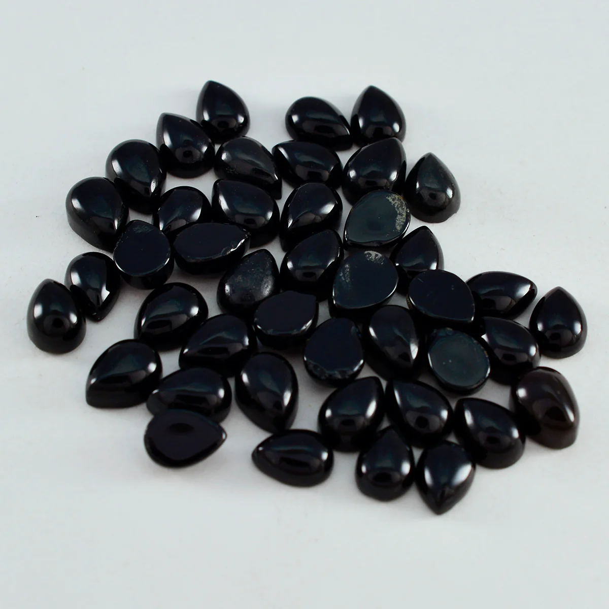 Black Onyx 10PC Tiny 4x6 MM Pear Cabochon Black High-Quality semi Precious Loose Gemstones