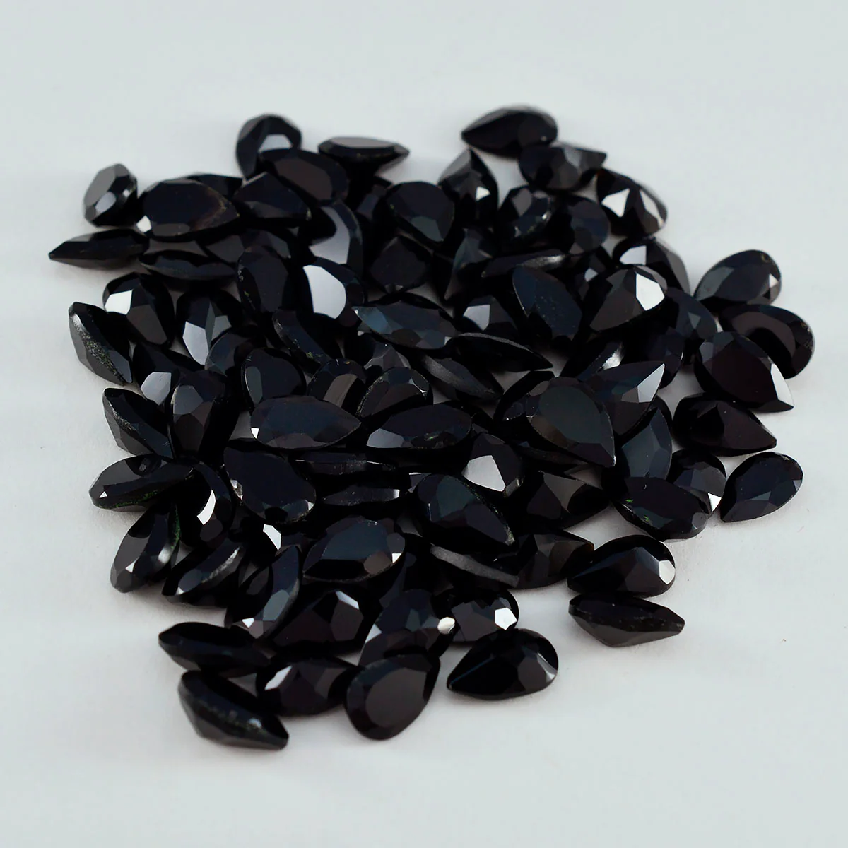 Black Onyx 1PC Small 6x9 MM Pear Faceted Black Polished Semi Precious Loose Gemstones - Image 2
