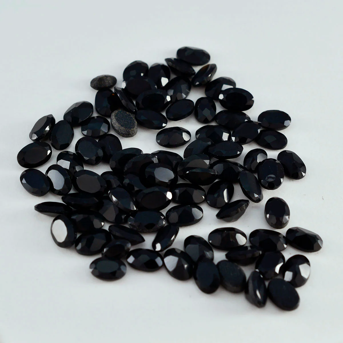 Black Onyx 1PC Tiny 5x7 MM Oval Faceted Black Luster Semi Precious Loose Gemstones - Image 2