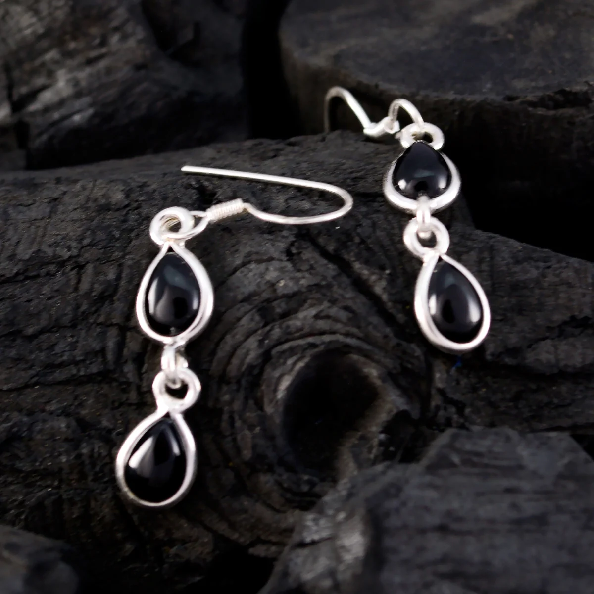 Black Onyx American Valentina multiple Dangle Black 925 Sterling Silver Earring - Image 4