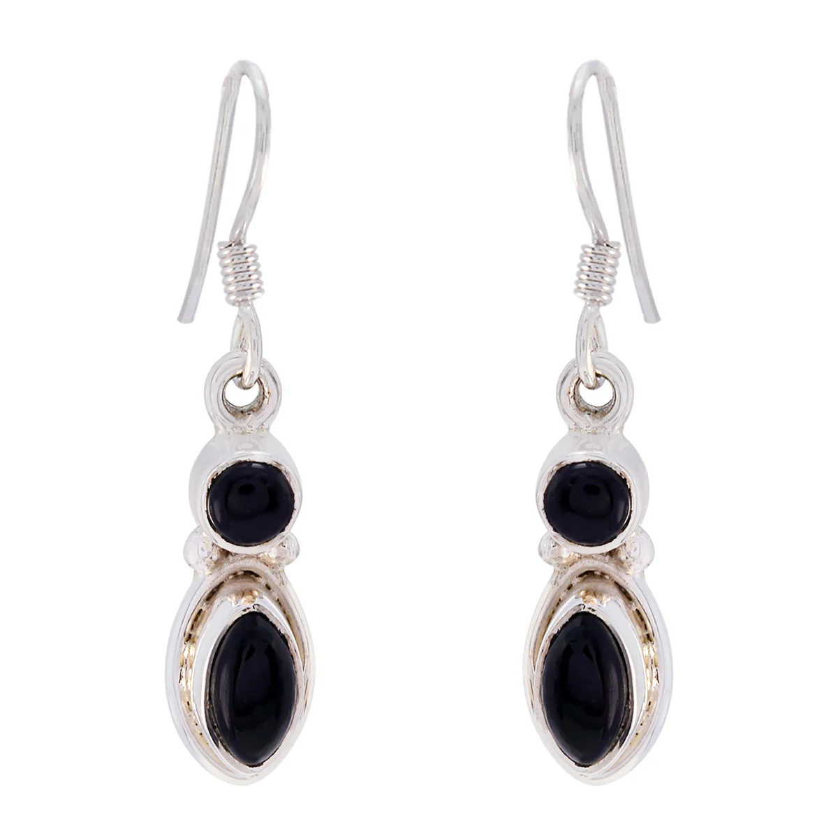 Black Onyx Australian Alice multiple Dangle Black 925 Silver Earring