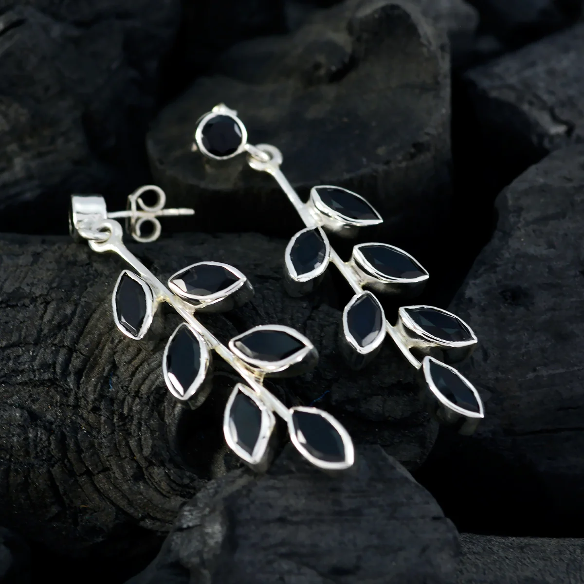 Black Onyx Australian Kennedy multiple Stud Black 925 Silver Earring - Image 2