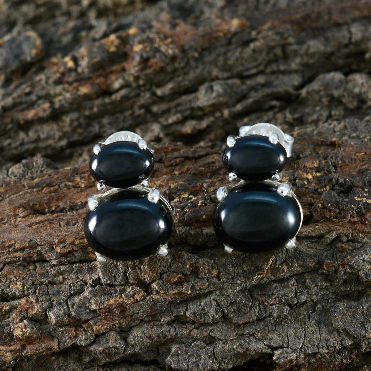 Black Onyx Australian Pilar Toi et Moi Stud Black 92.5 Silver Earring - Image 3