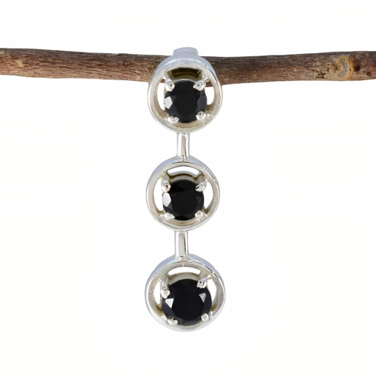Black Onyx Dainty Turkish Silver Trilogy Leah Contemporary Black Pendant Jewelry