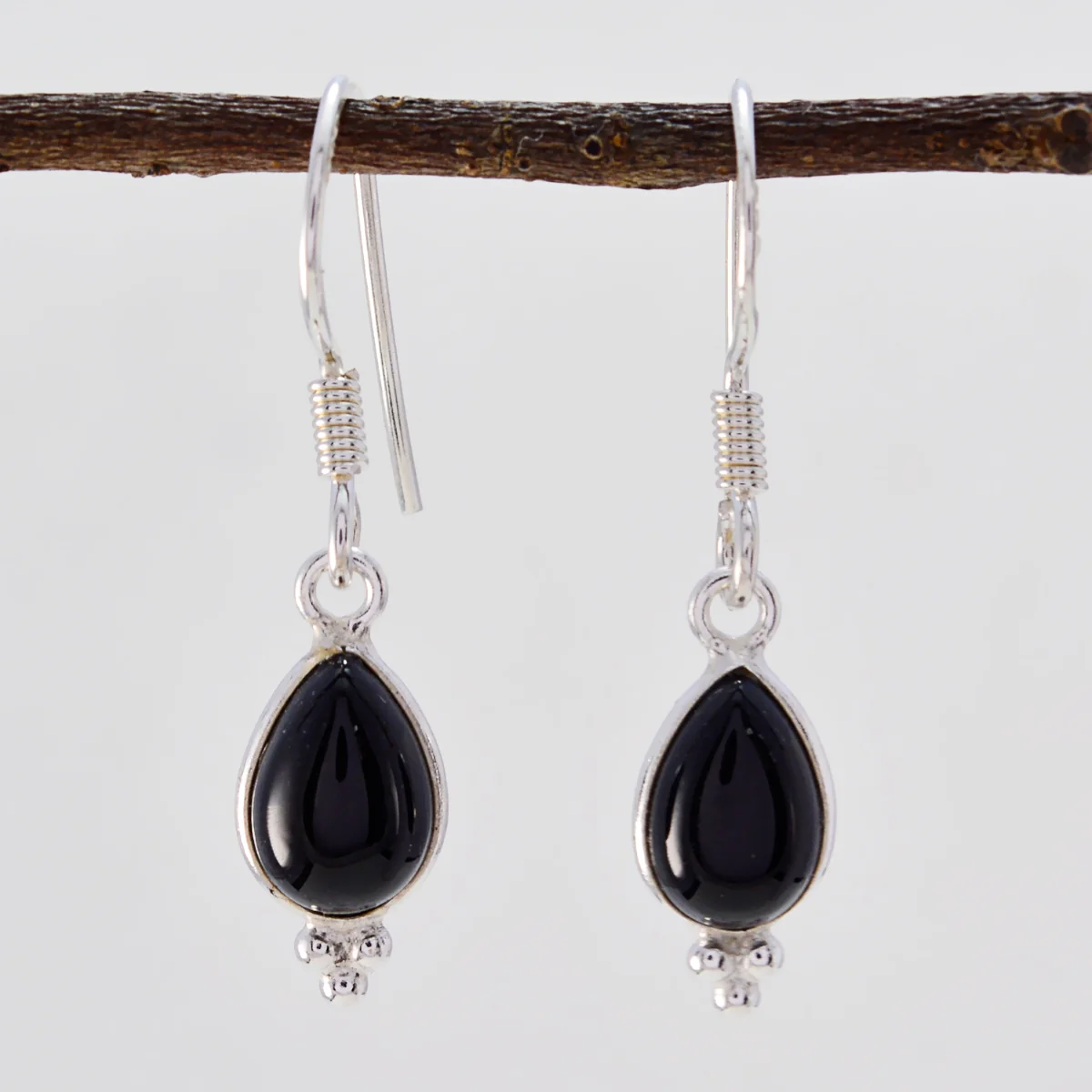 Black Onyx Egyptian Isabella multiple Dangle Black 925 Silver Earring - Image 2
