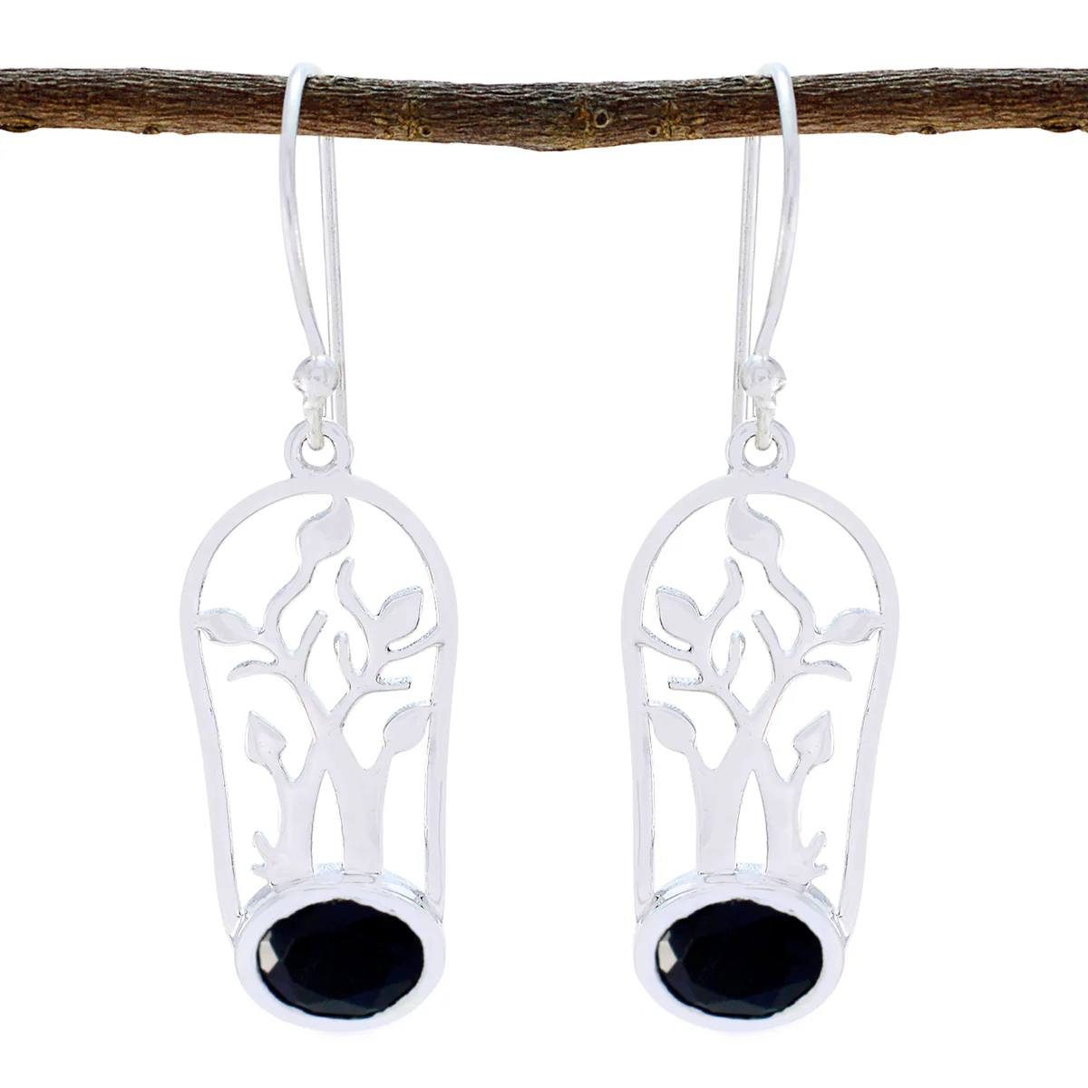 Black Onyx Egyptian Pauline Solitaire Dangle Black 925 Sterling Silver Earring