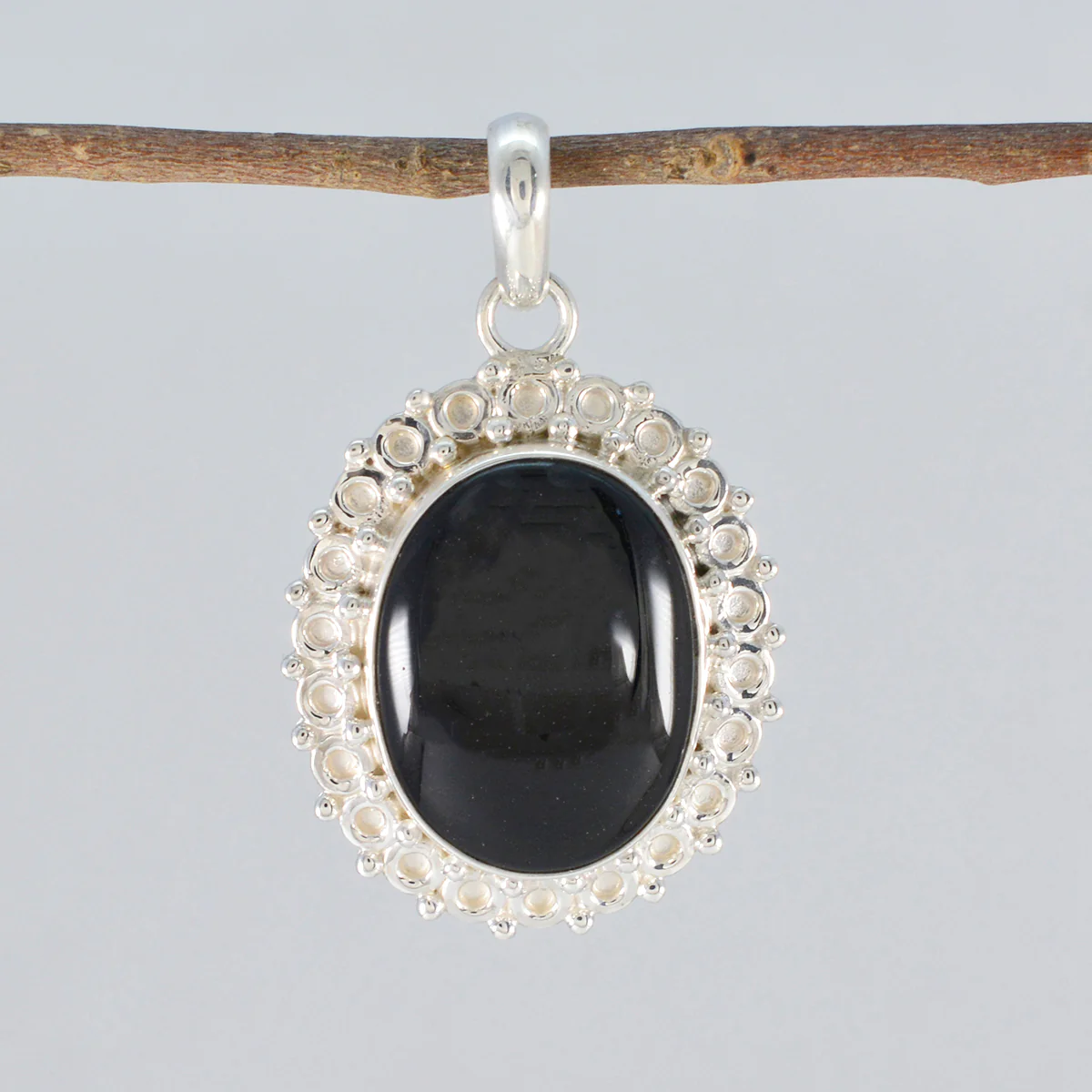 Black Onyx Essential American Sterling Silver Solitaire Yasmine Rope-Wire Black Pendant Jewellery - Image 2